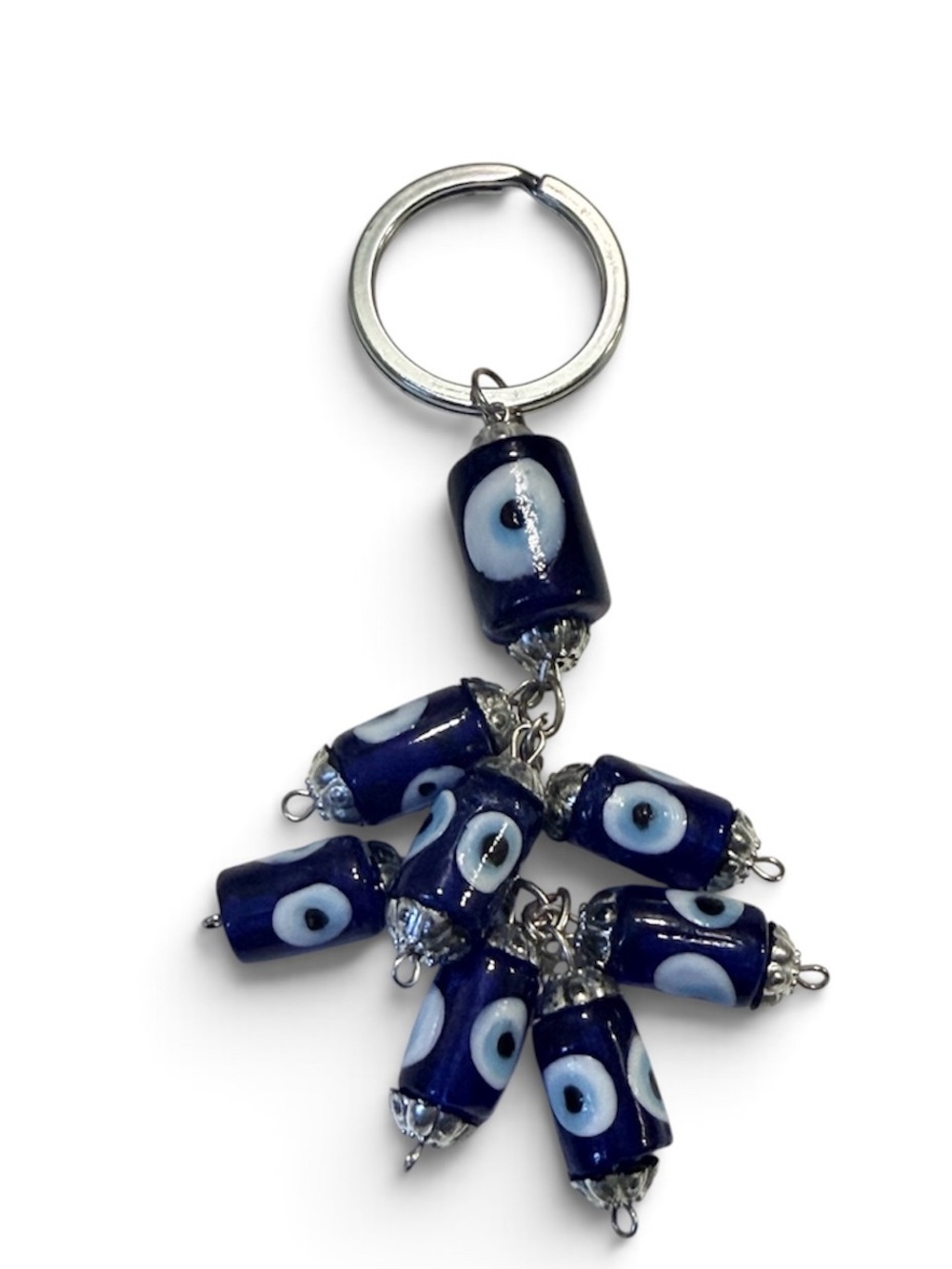 Evil Eye Bead Keychain - Navy Blue & White